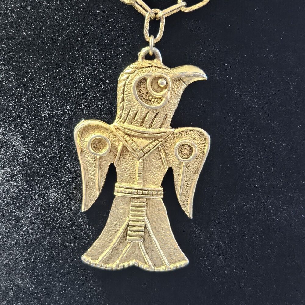 **Sale** Gold Tone Eagle Totem Pendant Necklace